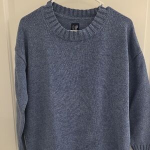 GAP Women's Heather Blue Crewneck Sweater